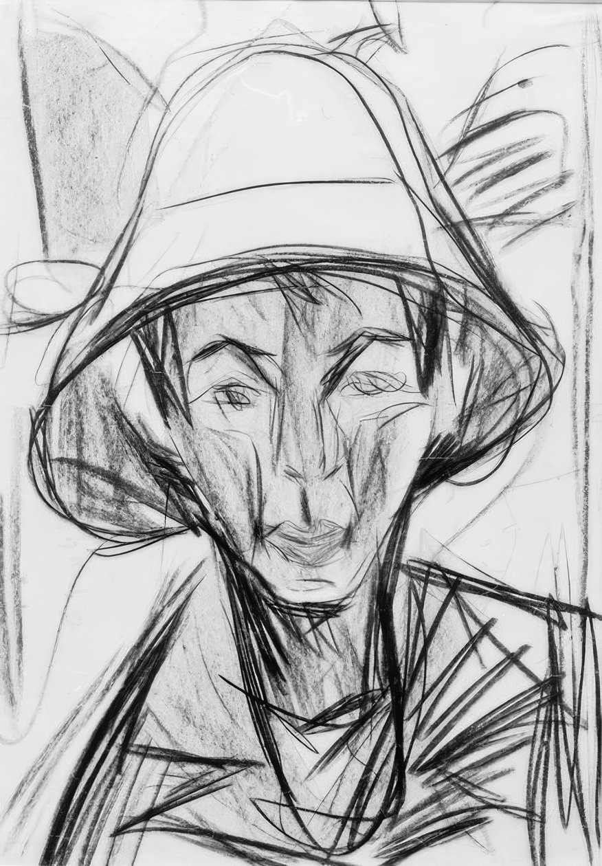 Selvportrett med gjeterlue av Ernst Ludwig Kirchner