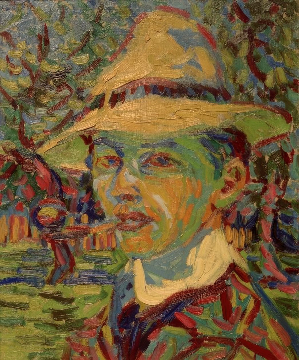 Selvportrett med pipe av Ernst Ludwig Kirchner