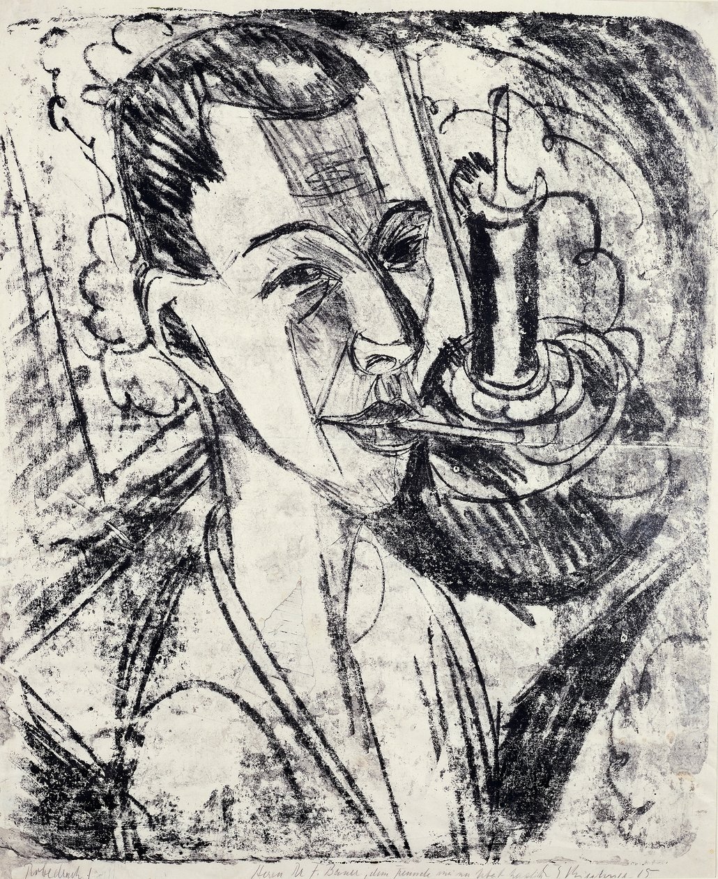 Selvportrett med sigarett av Ernst Ludwig Kirchner