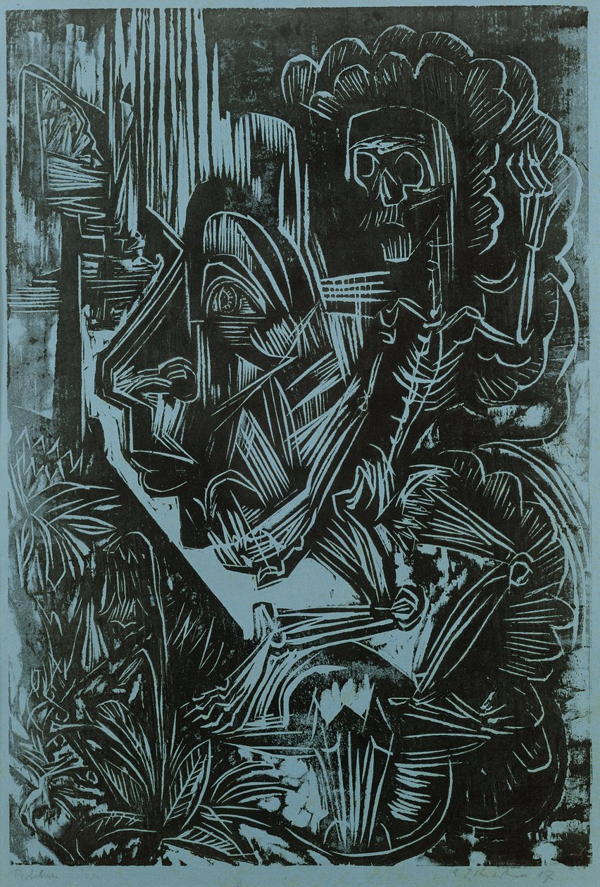 Selvportrett med dødsdans, 1917 av Ernst Ludwig Kirchner