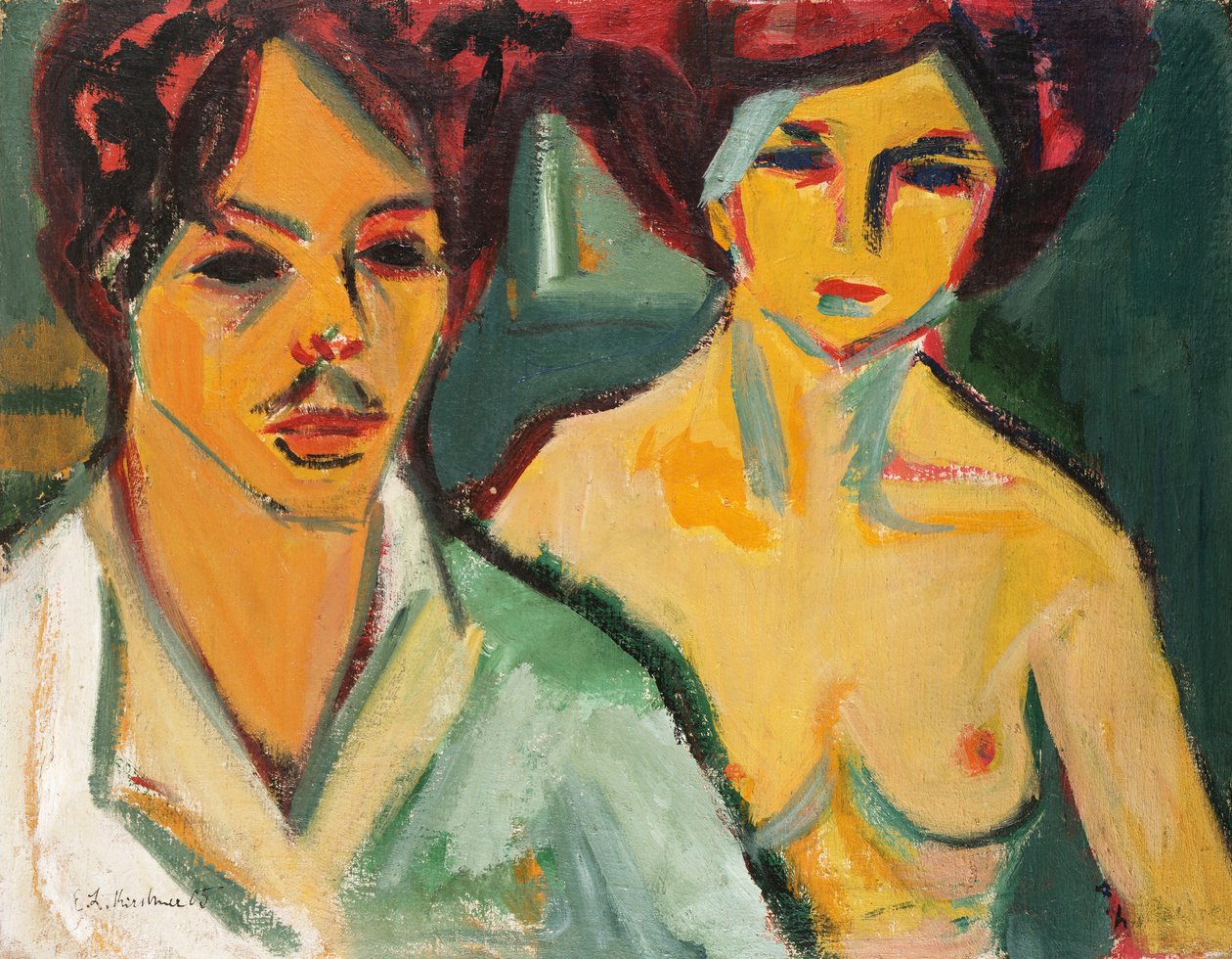 Selvportrett med modell, 1905 av Ernst Ludwig Kirchner