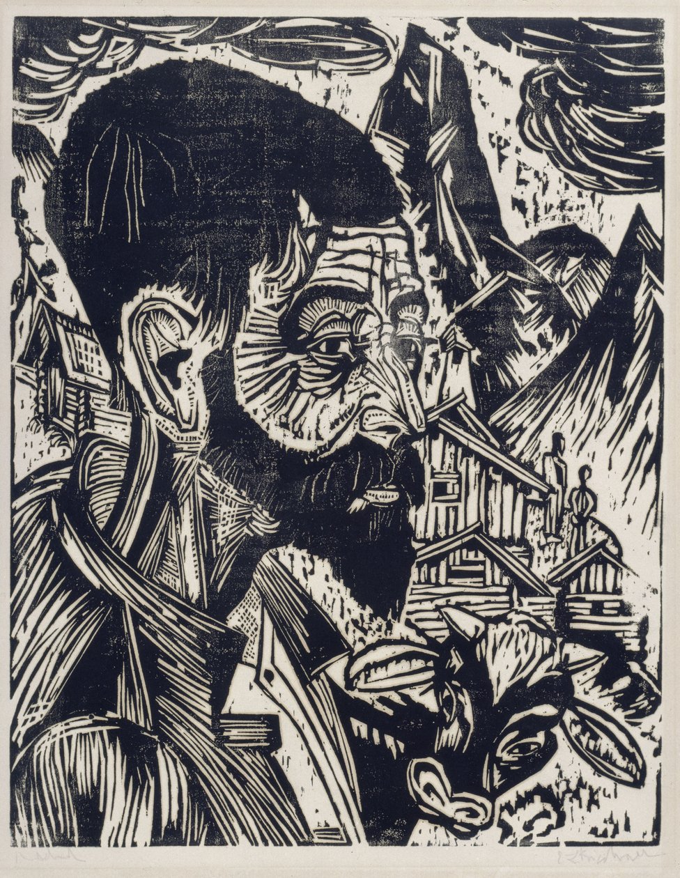 Hode av en alpegjeter (Martin Schmid) av Ernst Ludwig Kirchner