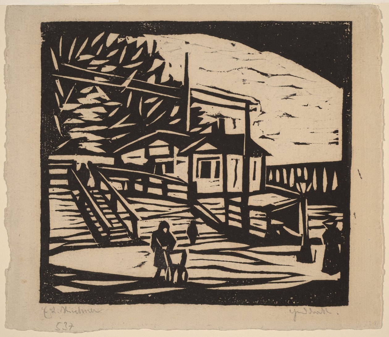 Skur på bredden av Elben av Ernst Ludwig Kirchner