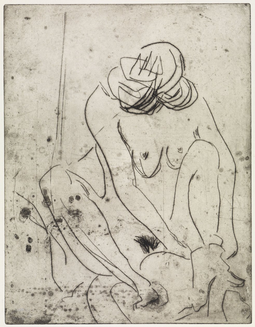 Jente som tørker seg / To kvinner som bader av Ernst Ludwig Kirchner