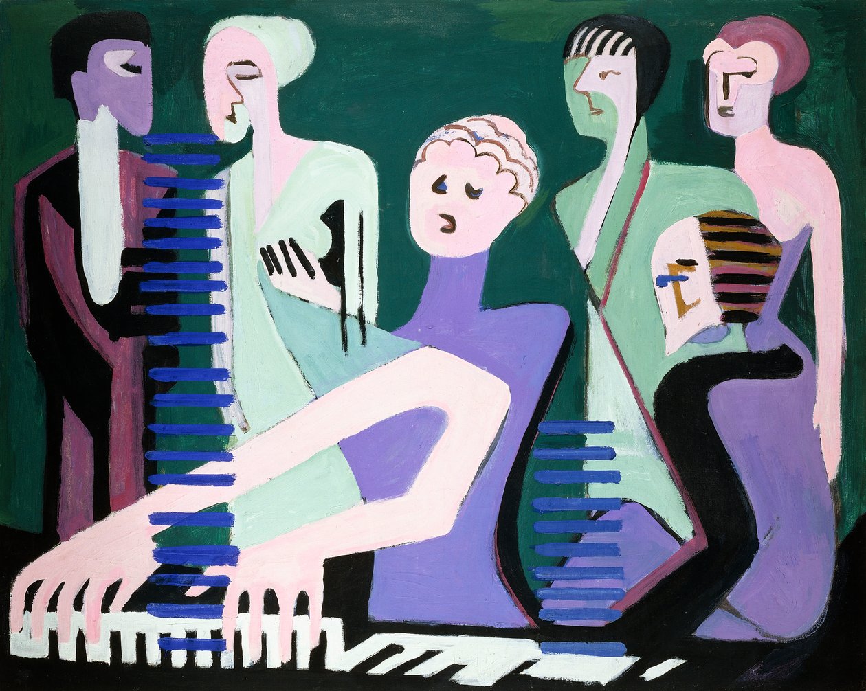 Sanger på piano (pianist) av Ernst Ludwig Kirchner