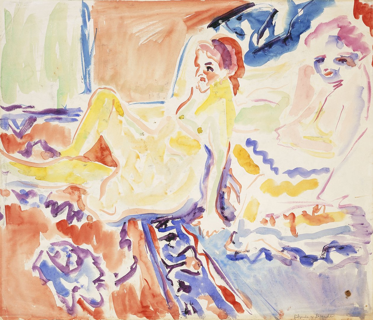 Sitter og ligger av Ernst Ludwig Kirchner