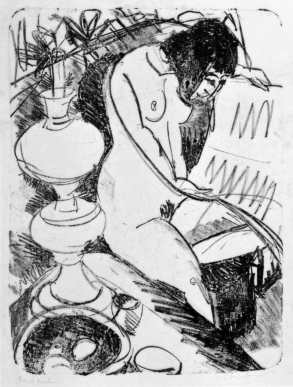 Sittende leser akt av Ernst Ludwig Kirchner