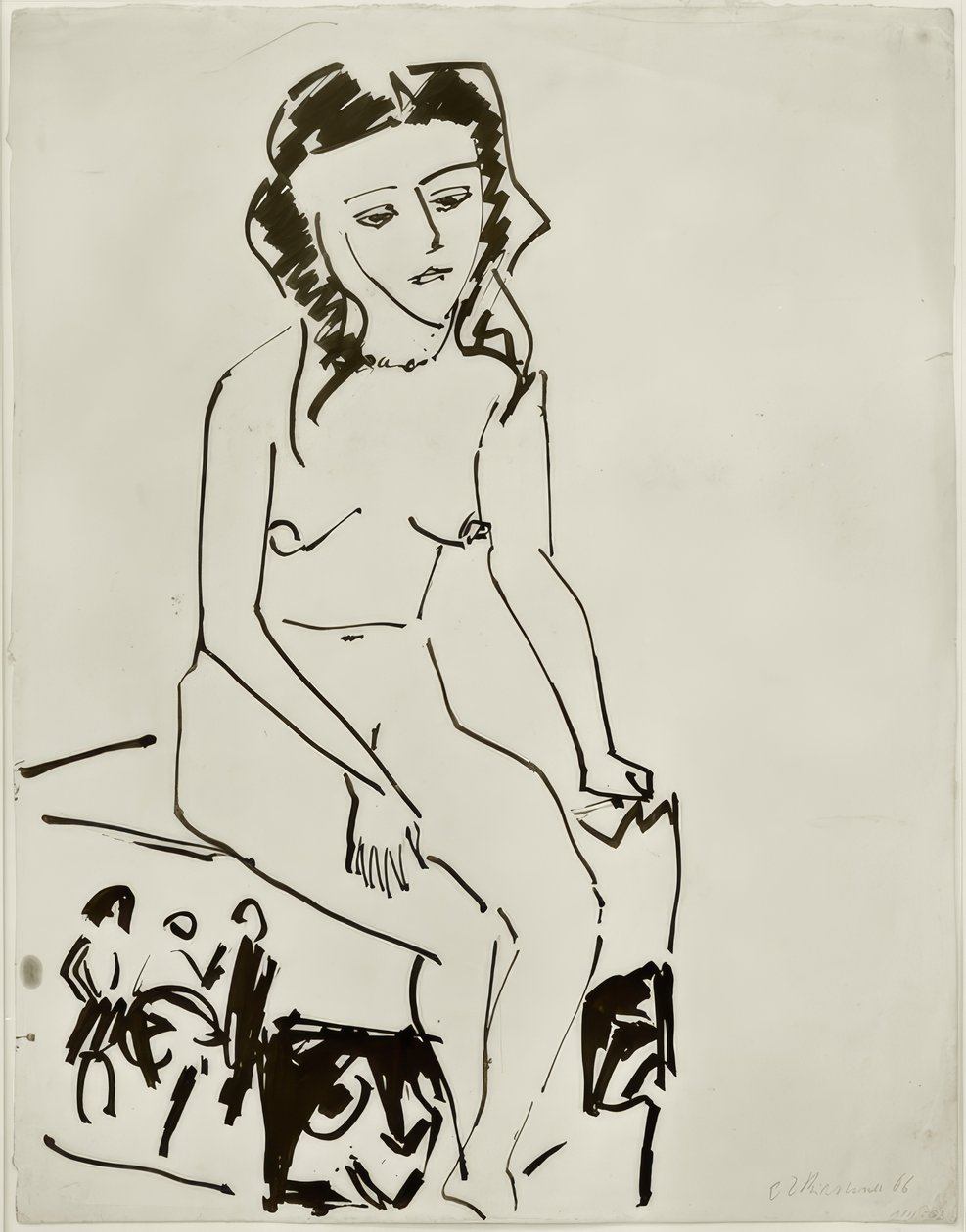Sitter naken kvinne av Ernst Ludwig Kirchner