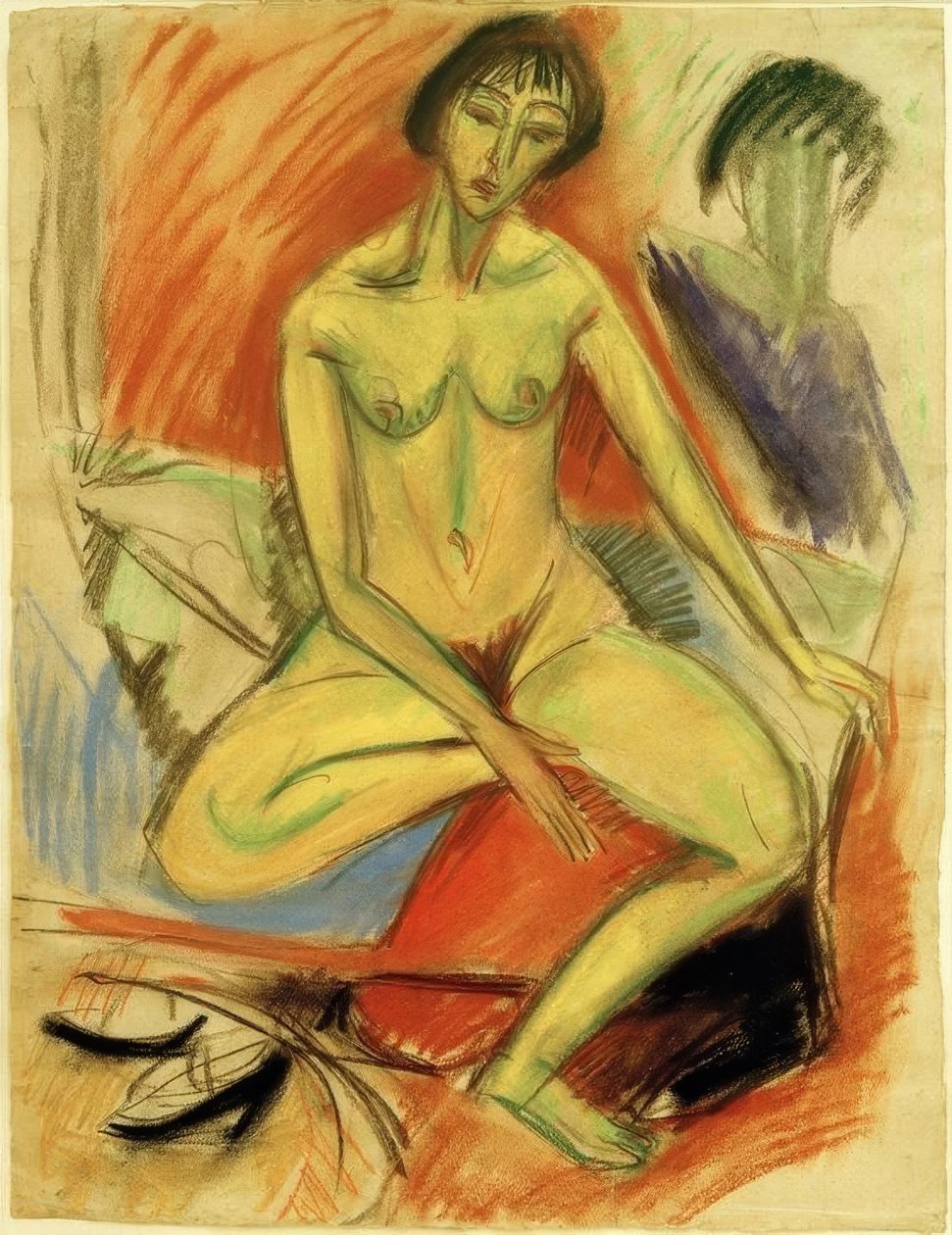 Sitter naken kvinne av Ernst Ludwig Kirchner