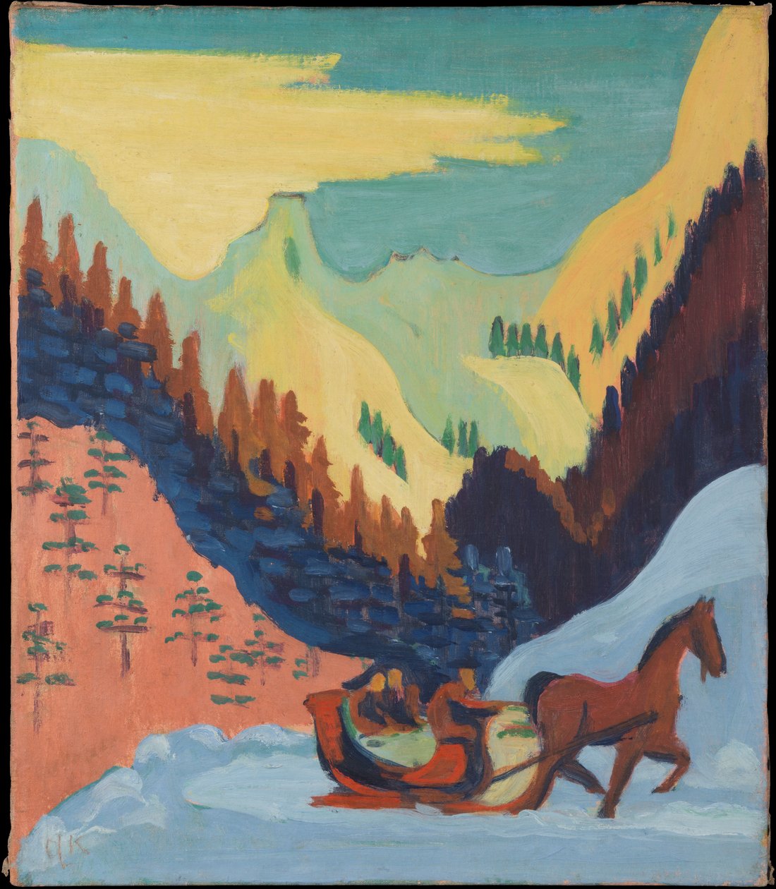 Sledetur i snøen av Ernst Ludwig Kirchner