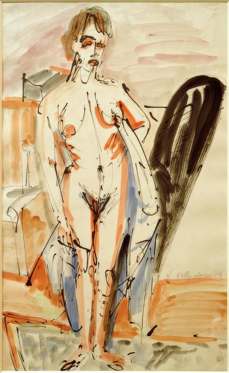 Stående naken (stående naken kvinne) av Ernst Ludwig Kirchner