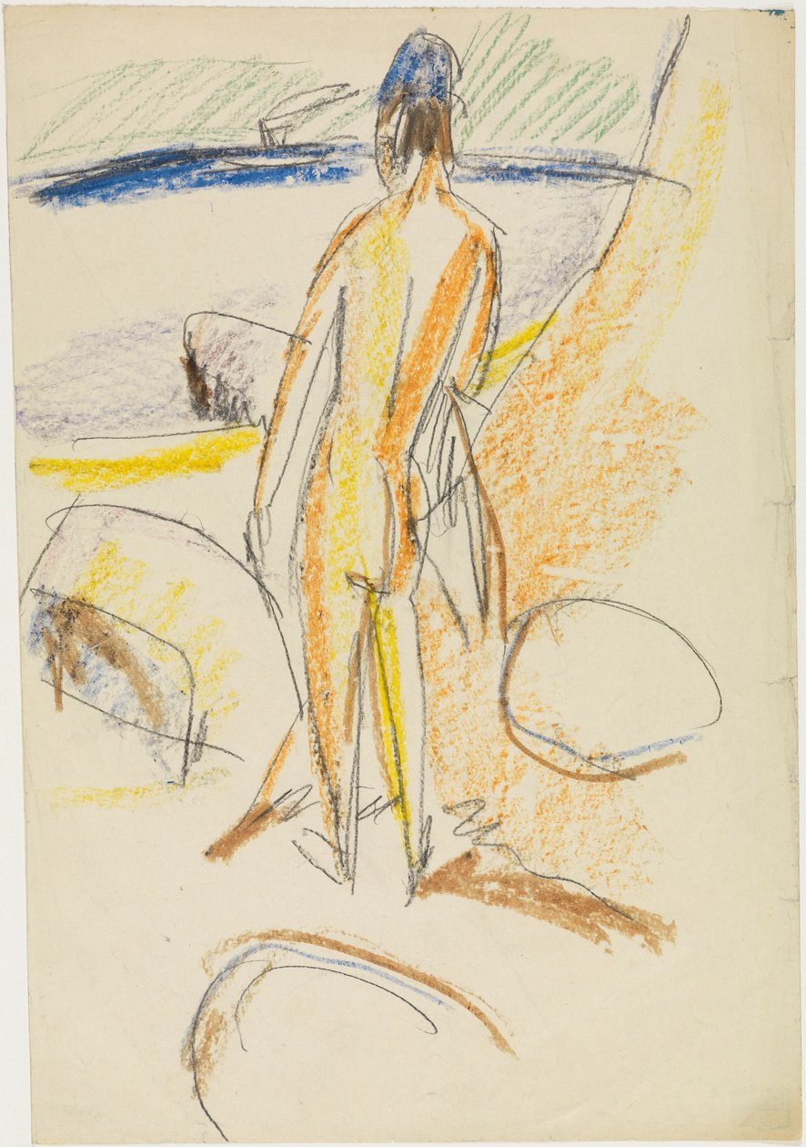 Stående ryggakt «Ved klippene» (Fehmarn) av Ernst Ludwig Kirchner