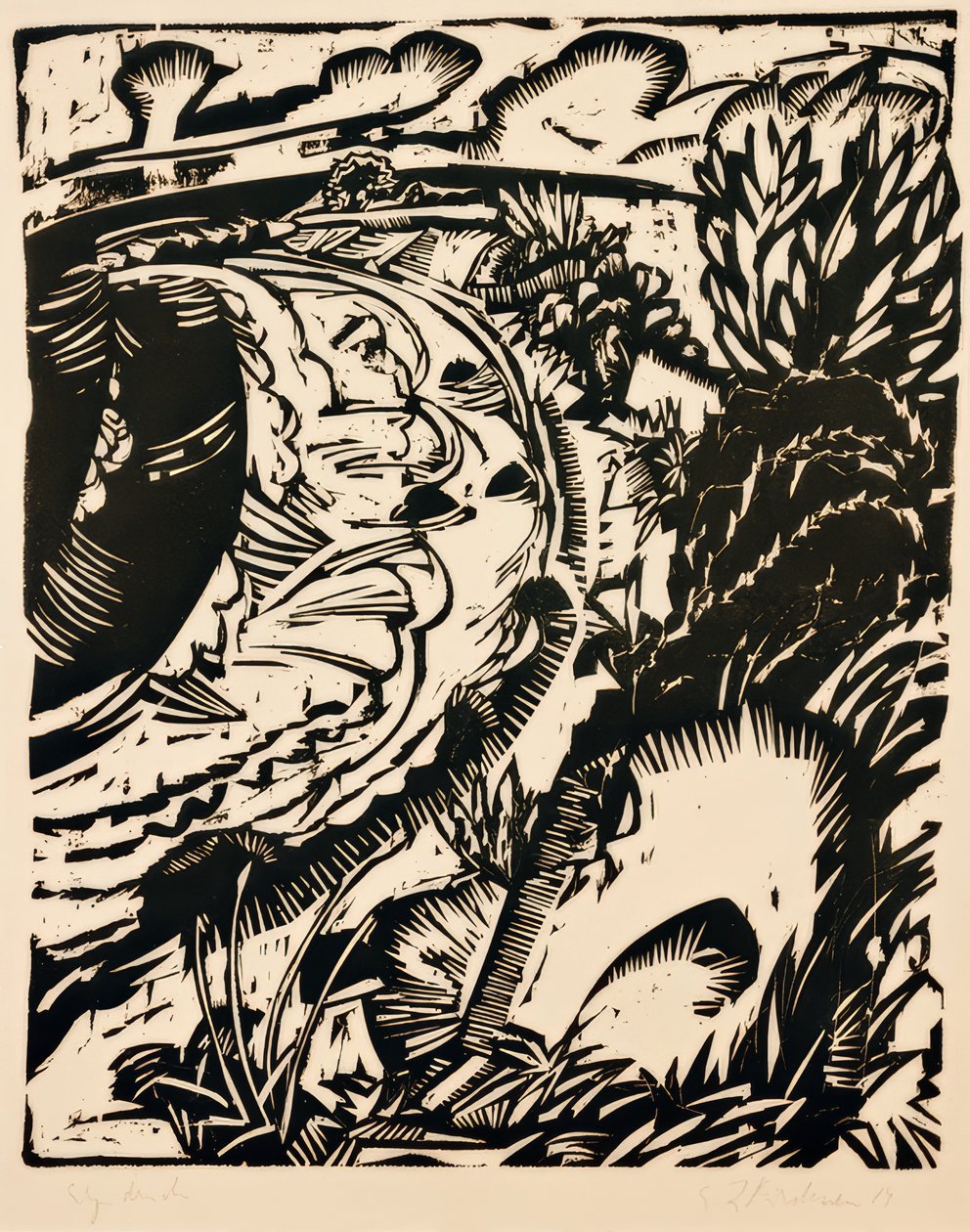 Bratt kyst med rund bukt av Ernst Ludwig Kirchner