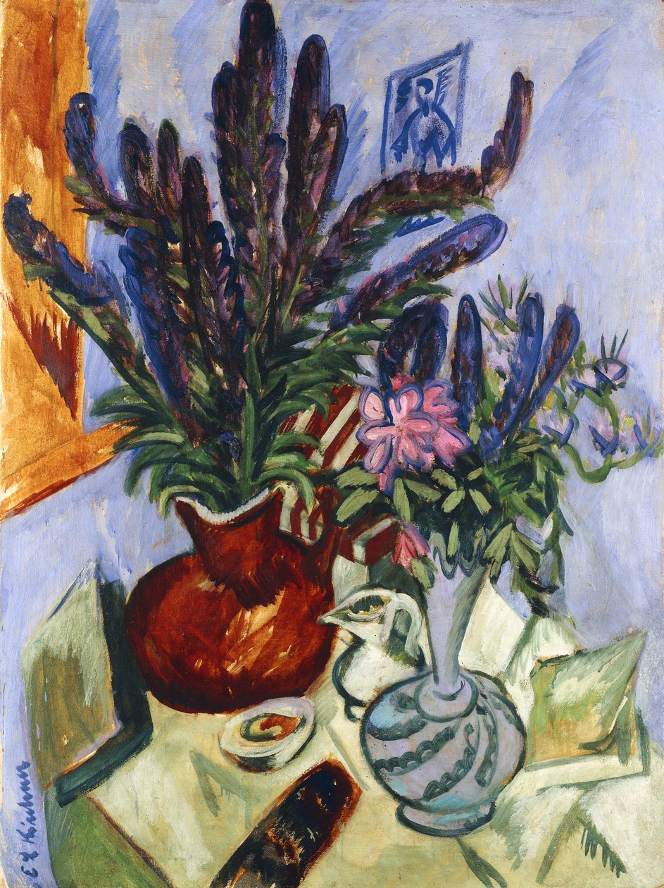Stilleben med en vase med blomster; Stilleben Mit Blumenvasen, 1912 av Ernst Ludwig Kirchner