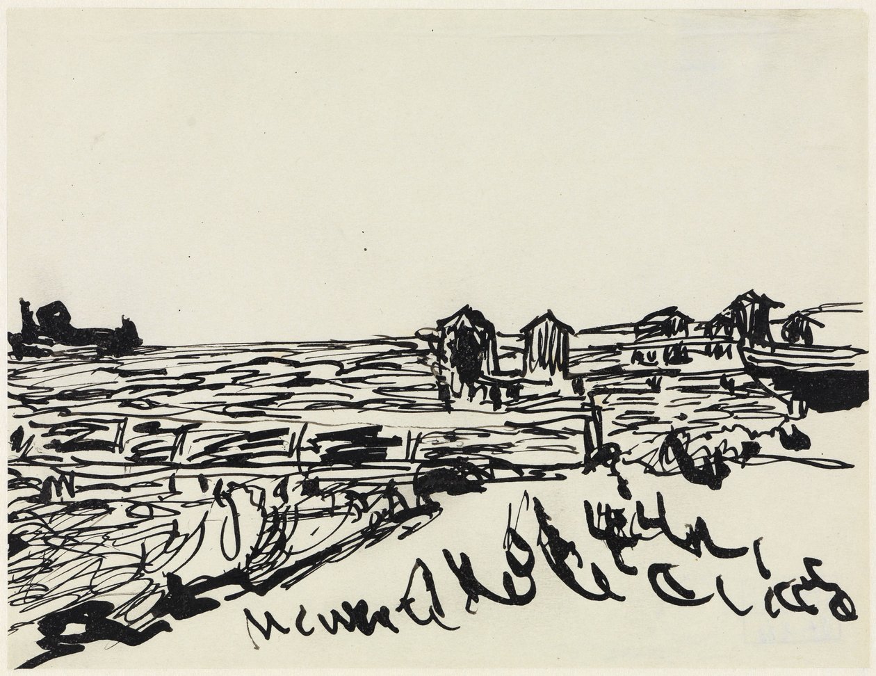 Strand med badevogner av Ernst Ludwig Kirchner