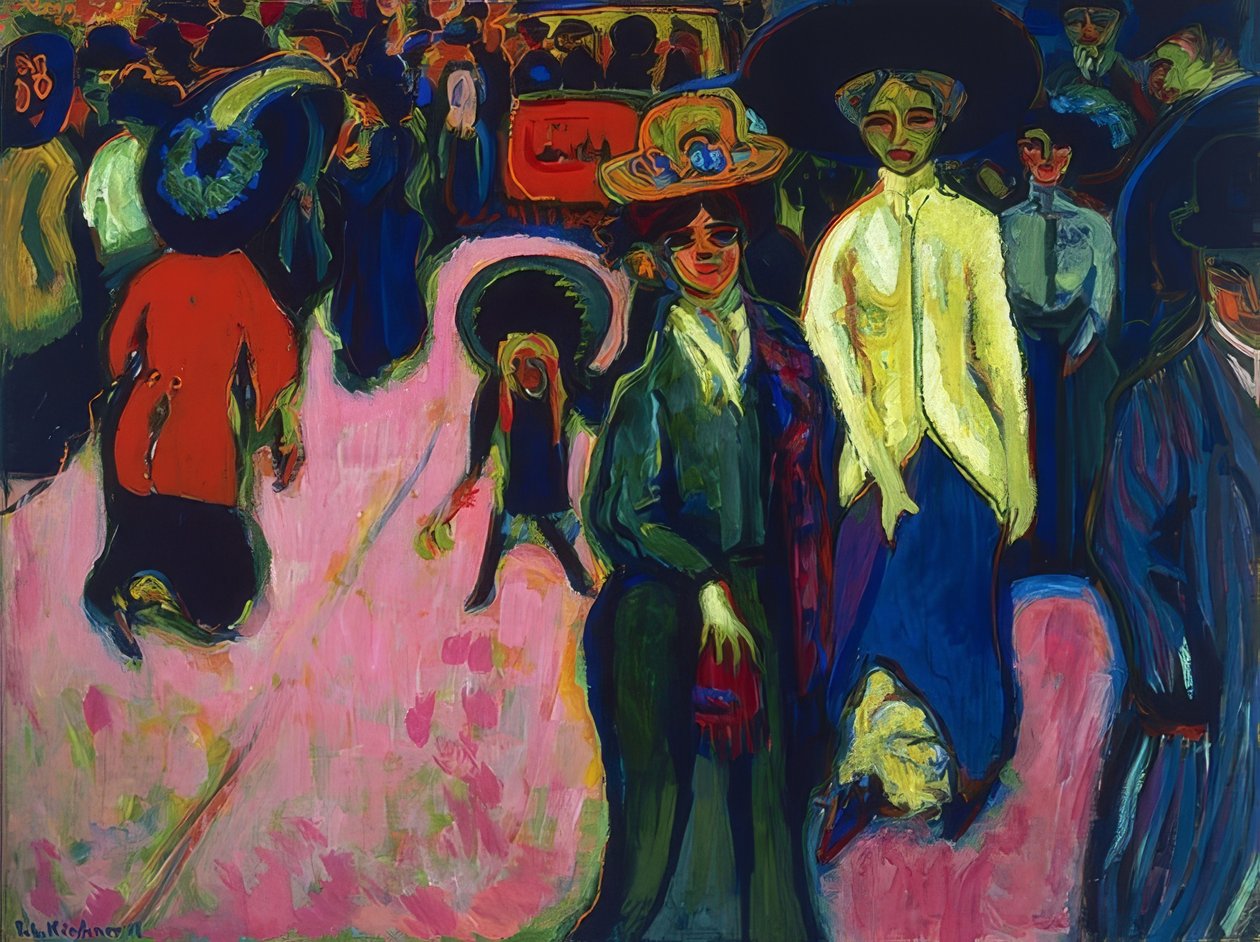 Gate i Dresden. 1908 (revidert i 1919, datert på maleriet 1907) av Ernst Ludwig Kirchner