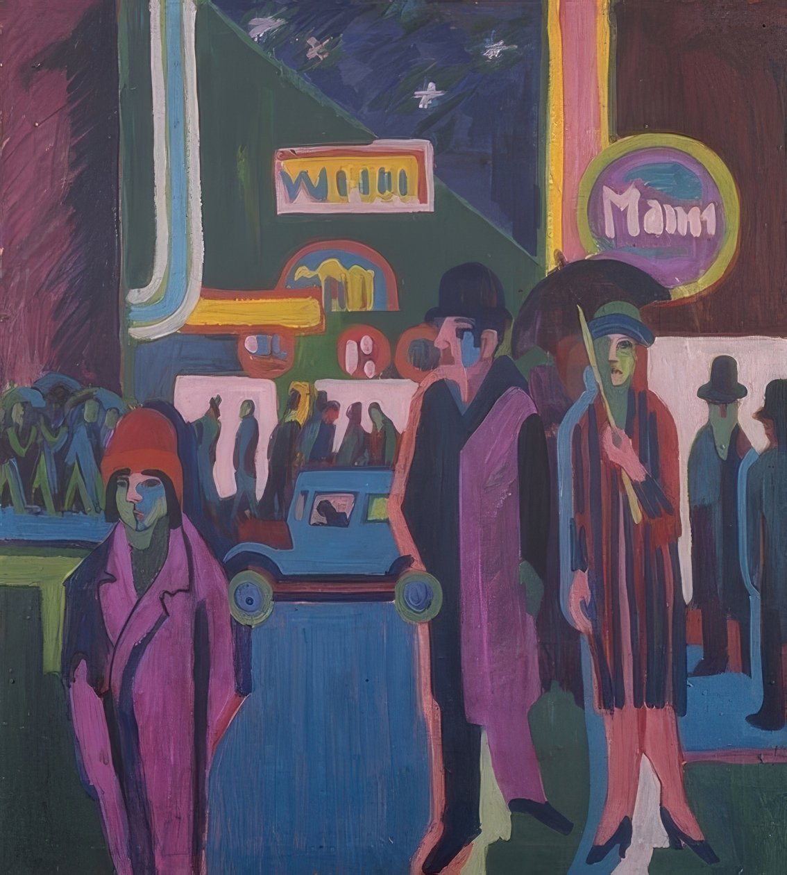 Gatebilde om natten. 1925 av Ernst Ludwig Kirchner
