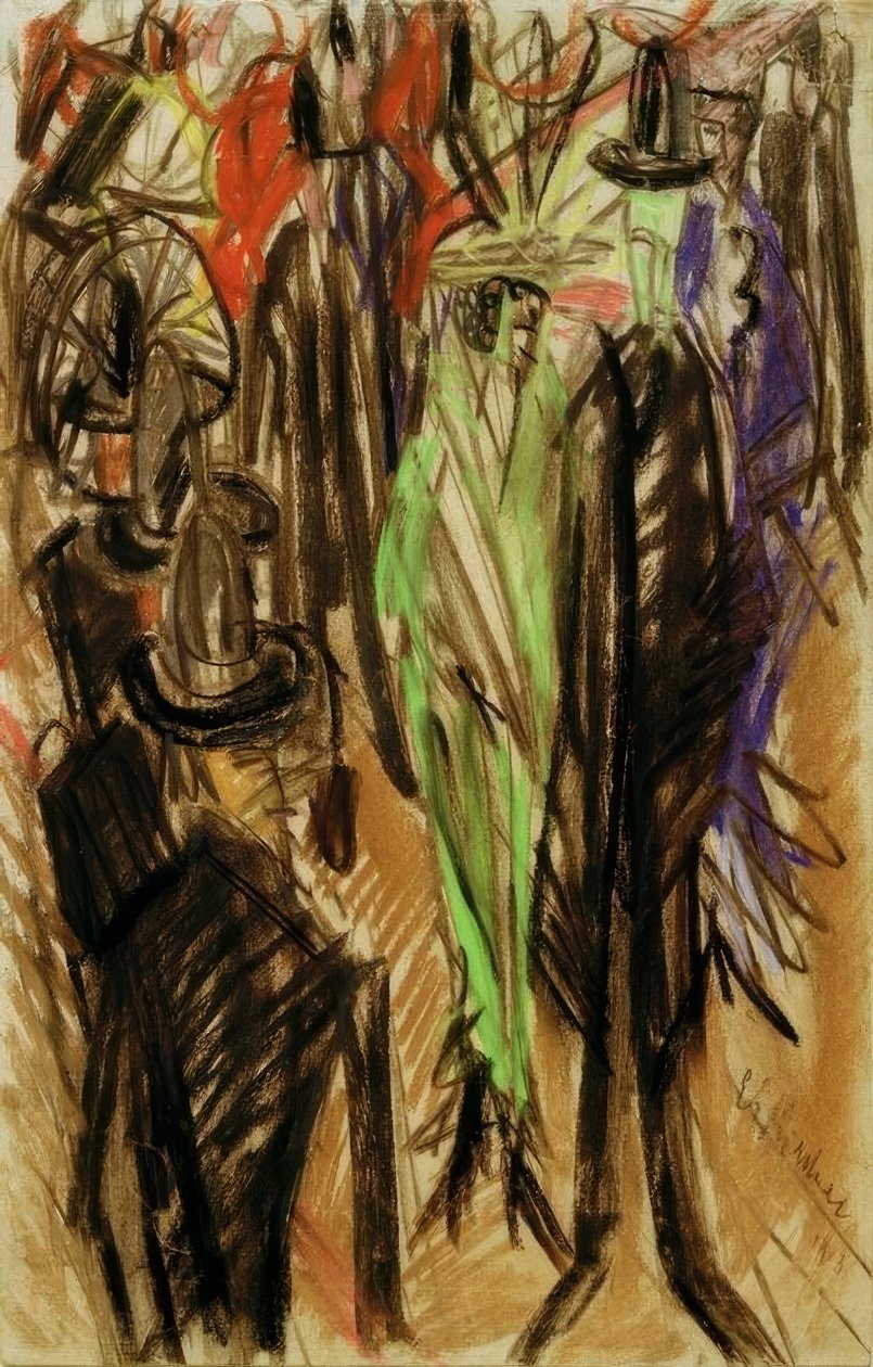 Gatebilde med en grønn dame av Ernst Ludwig Kirchner