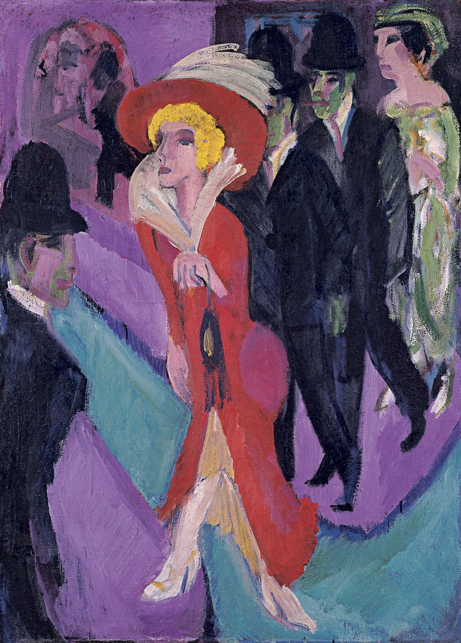 Street With Red Streetwalker, 1914-1925 av Ernst Ludwig Kirchner