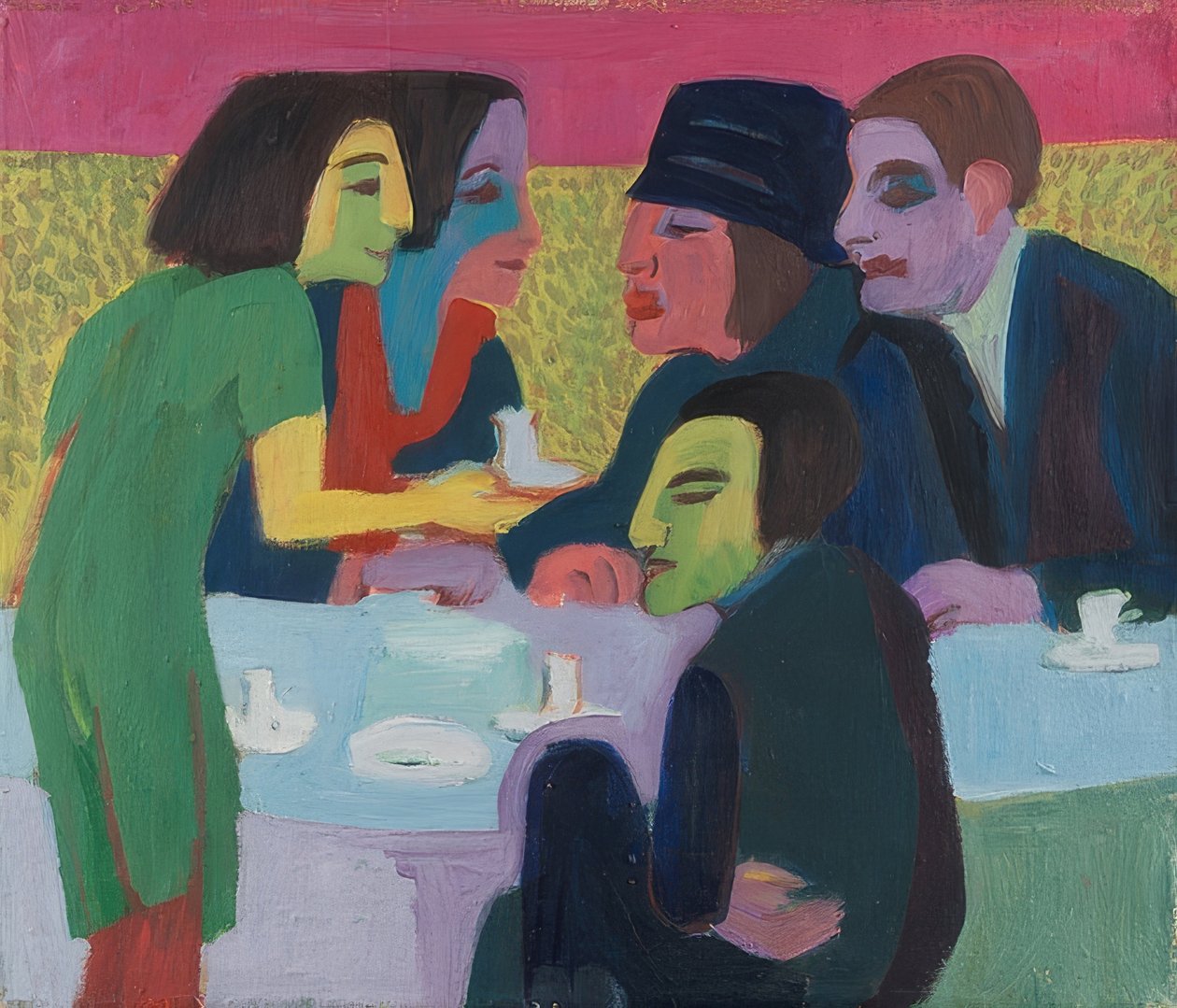 Scene i kafeen. Rundt 1926 av Ernst Ludwig Kirchner