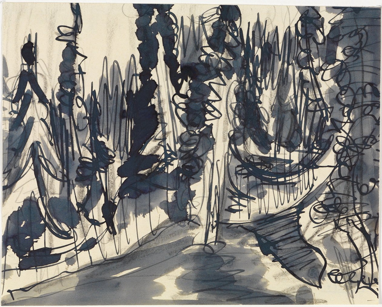 Granskog (studie av fjellskog) av Ernst Ludwig Kirchner