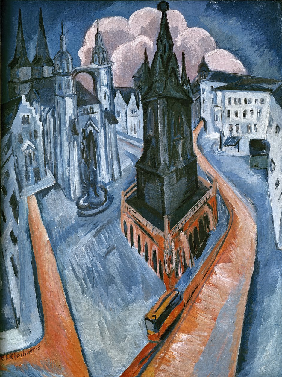 Det røde tårnet i Halle av Ernst Ludwig Kirchner