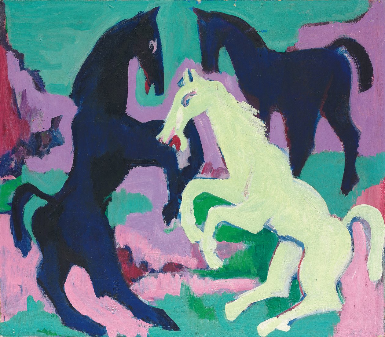 Tre hester; Tre hester, ca. 1923 av Ernst Ludwig Kirchner
