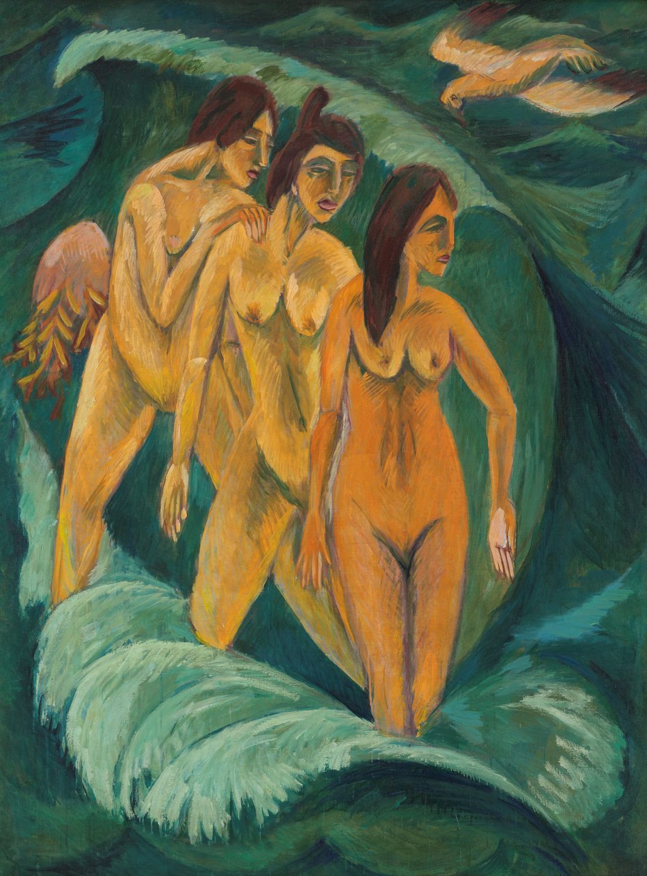 Tre badende, 1913 av Ernst Ludwig Kirchner
