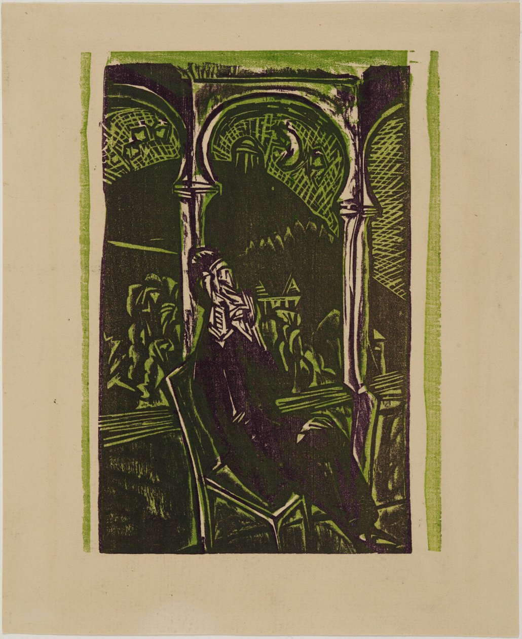 Drømmende mann - Botho Graef sittende på balkongen sin, Jena av Ernst Ludwig Kirchner
