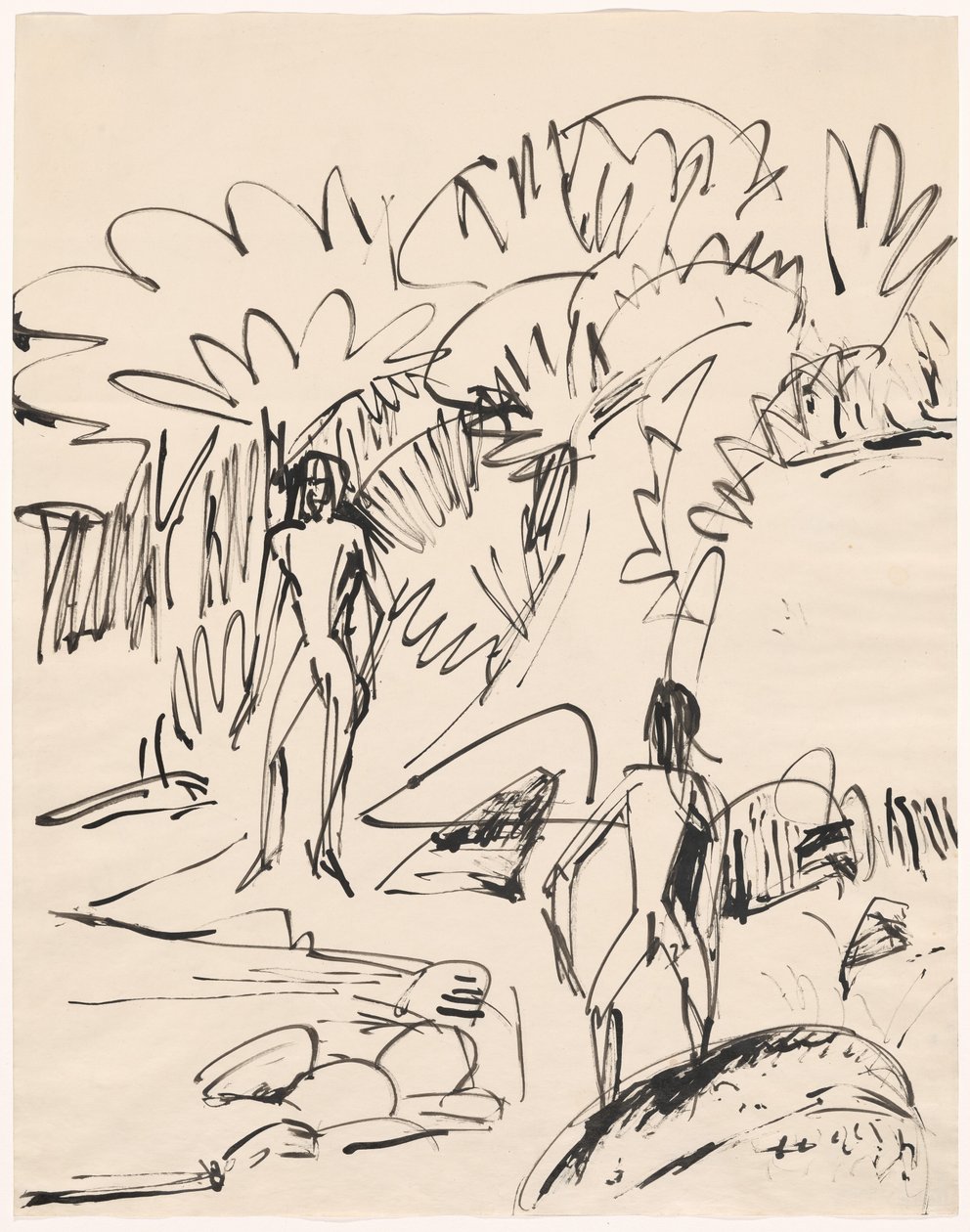 To badende ved Fehmarnkysten av Ernst Ludwig Kirchner