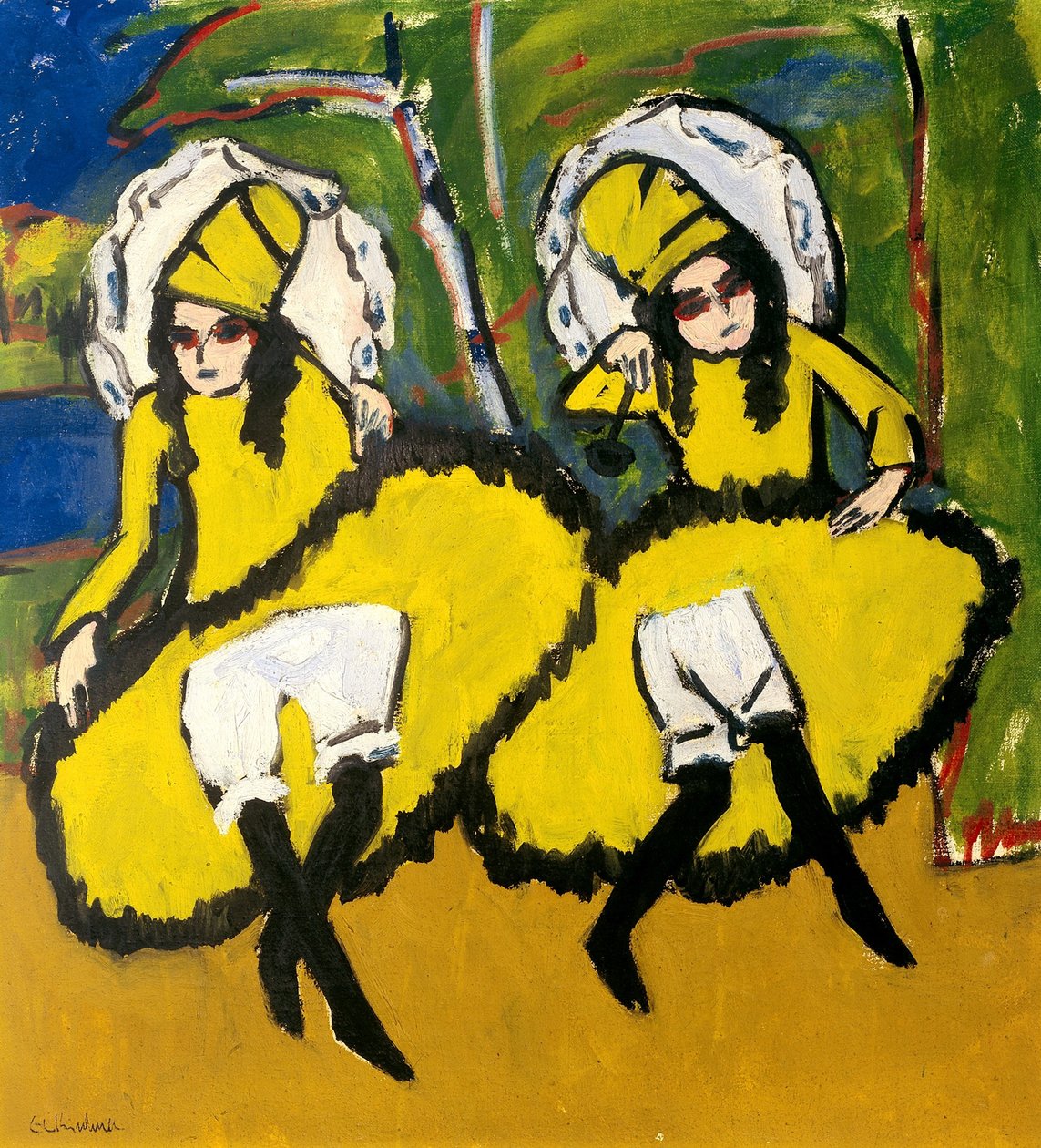 To dansere, 1910-1911 av Ernst Ludwig Kirchner