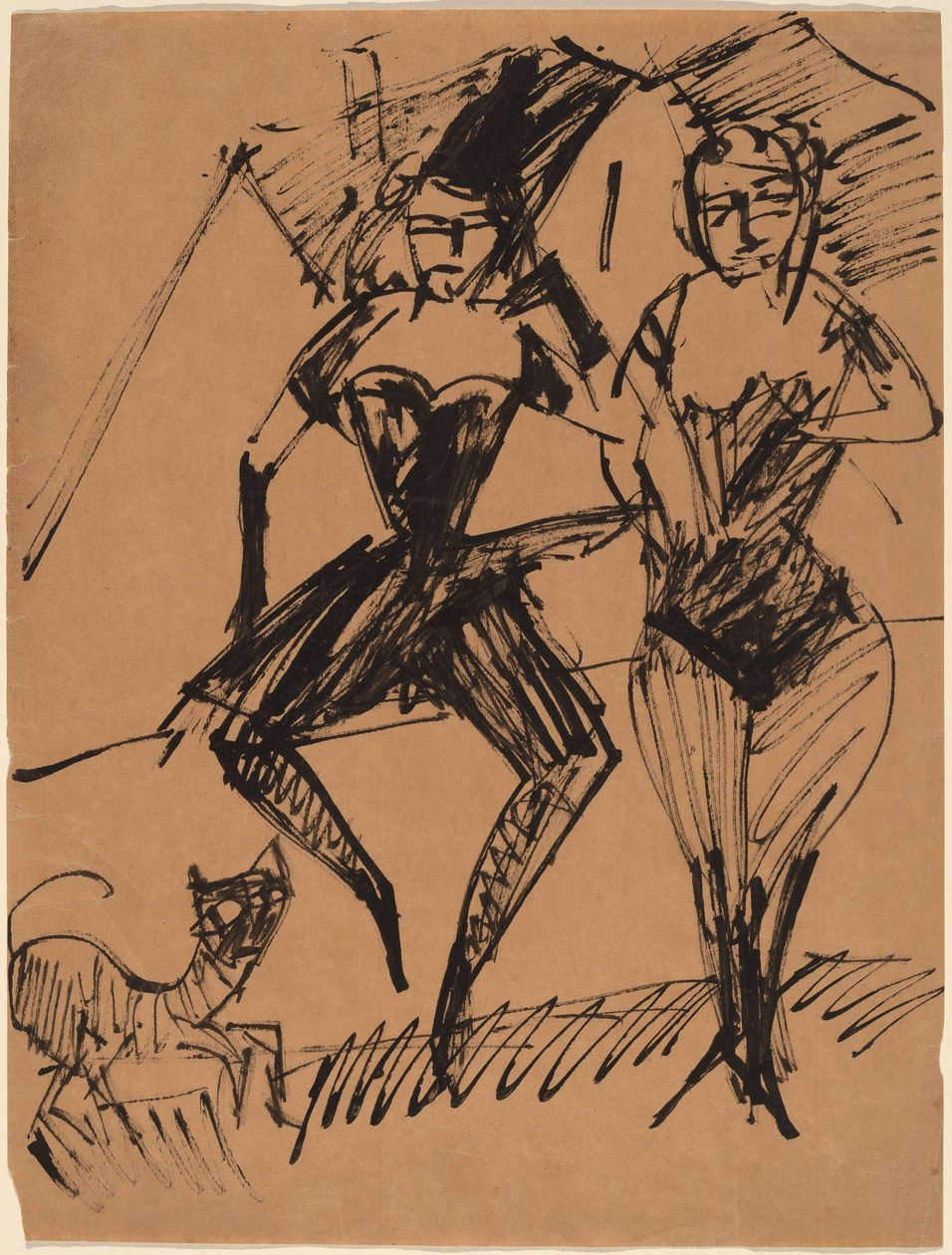 To dansere med en katt av Ernst Ludwig Kirchner