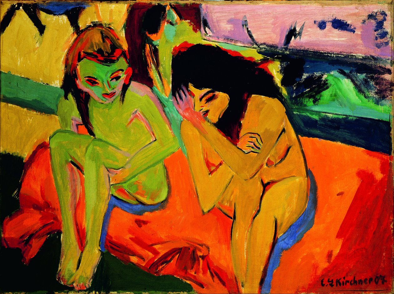 To jenter / nakne jenter i samtale av Ernst Ludwig Kirchner