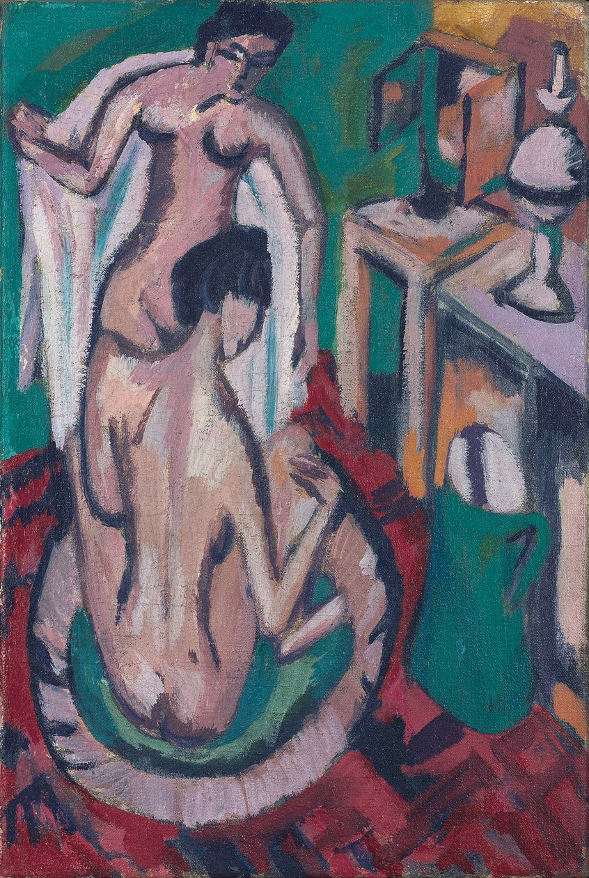 To nakenbilder i et grunt badekar, ca. 1912/1913-1920 av Ernst Ludwig Kirchner