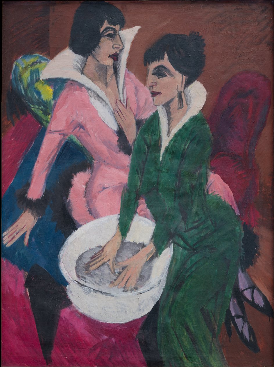 To kvinner ved en vask; Søstrene av Ernst Ludwig Kirchner