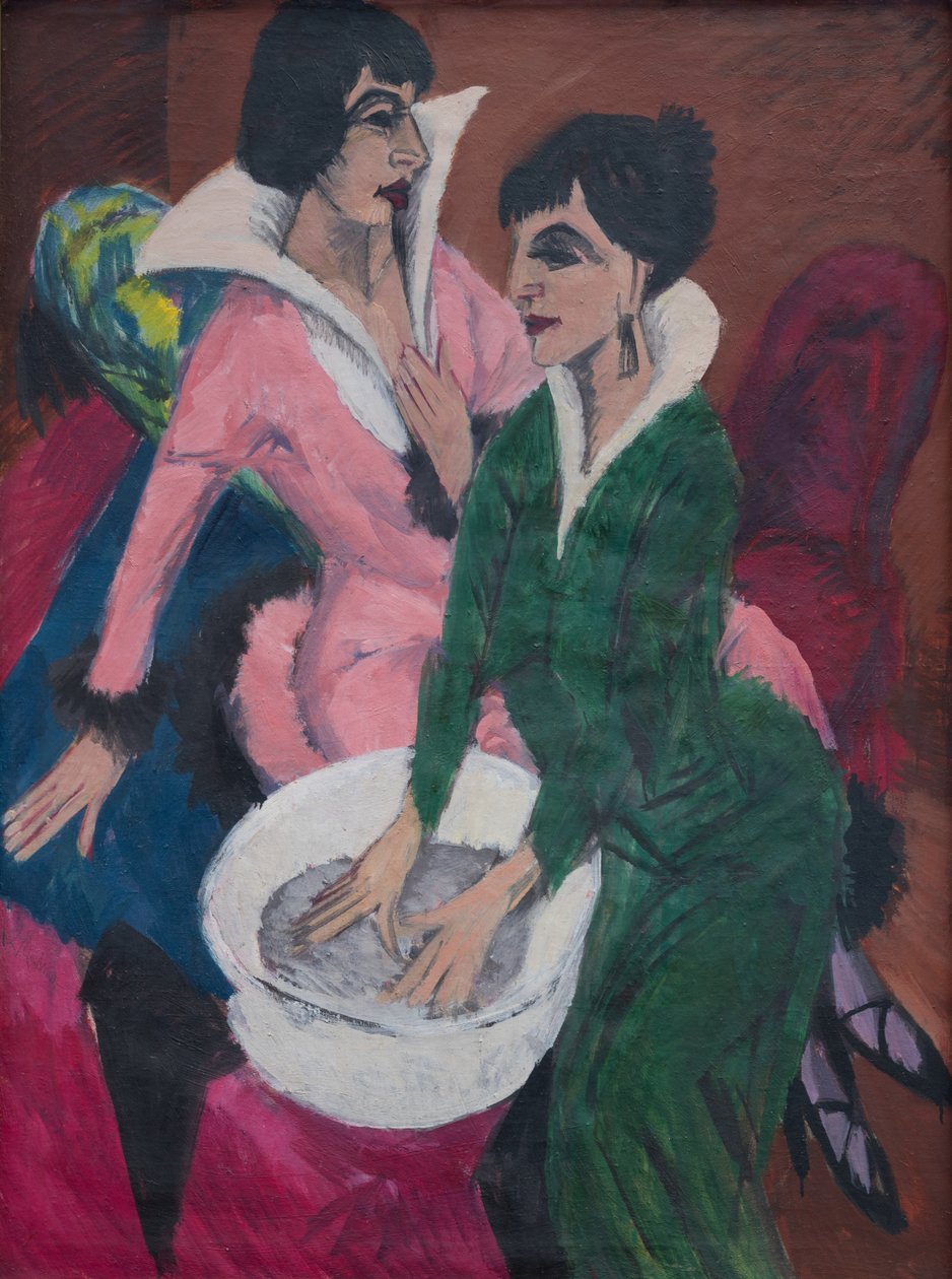 To kvinner med servant; Søstrene av Ernst Ludwig Kirchner