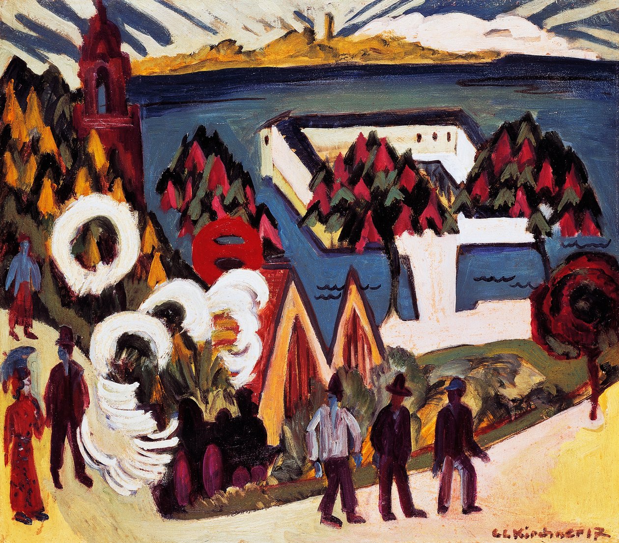 Utsikt over Bodensjøen ved Kreuzlingen av Ernst Ludwig Kirchner