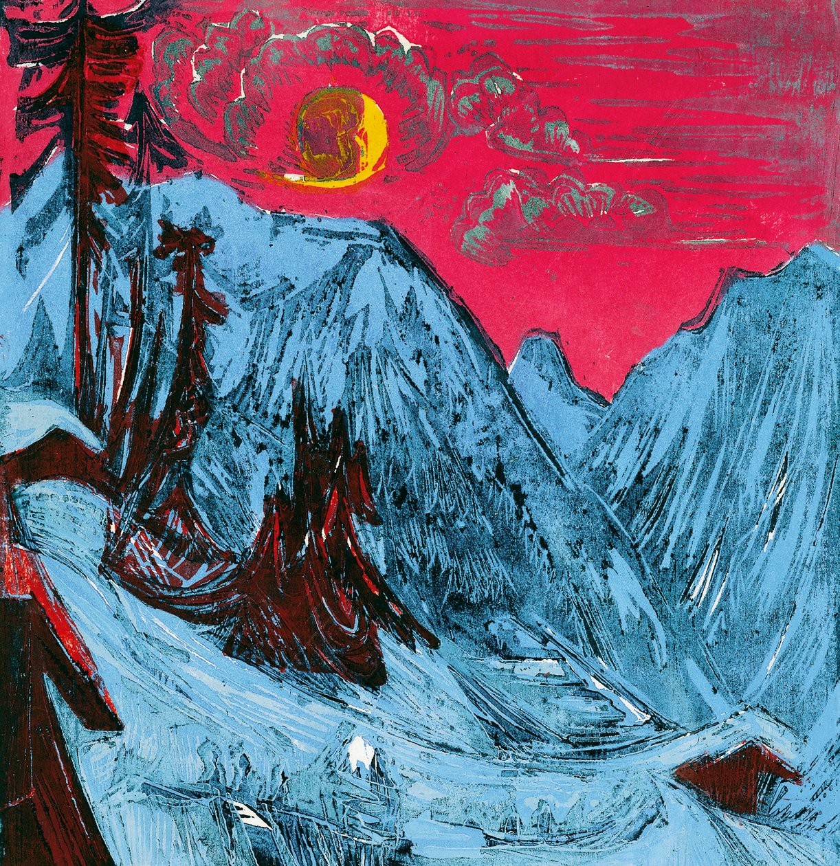 Vinter måneskinn natt av Ernst Ludwig Kirchner