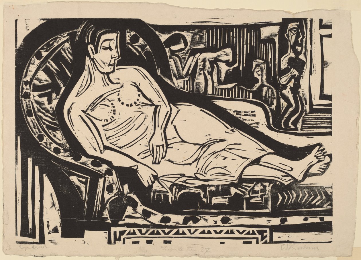 Kvinne som ligger på en sofa av Ernst Ludwig Kirchner