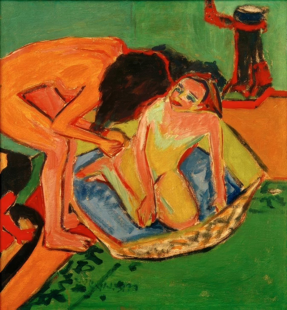 To nakenbilder med badekar og stekeovn av Ernst Ludwig Kirchner