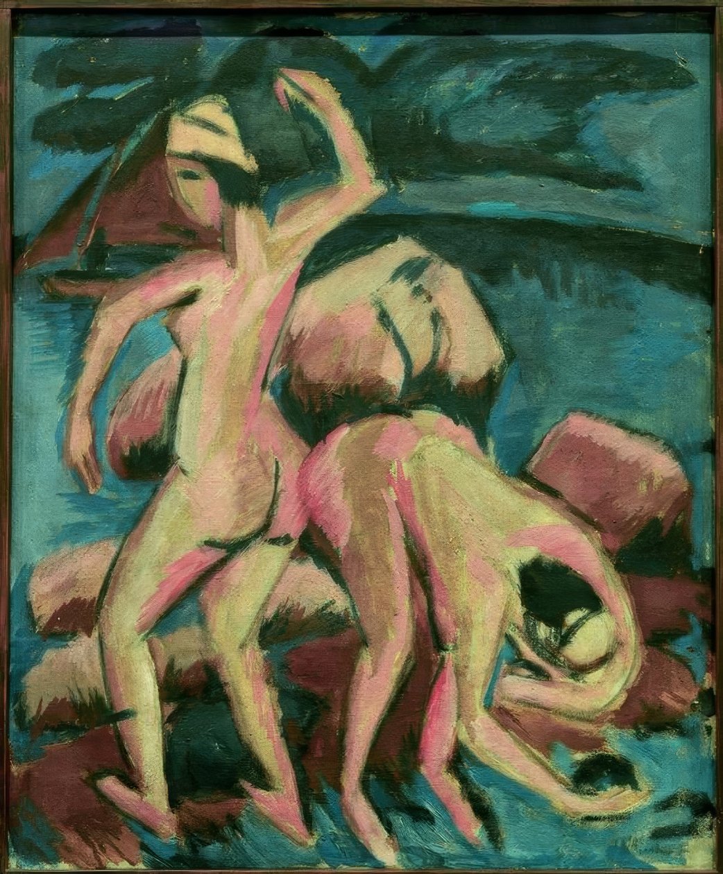 To badende, Fehmarn av Ernst Ludwig Kirchner