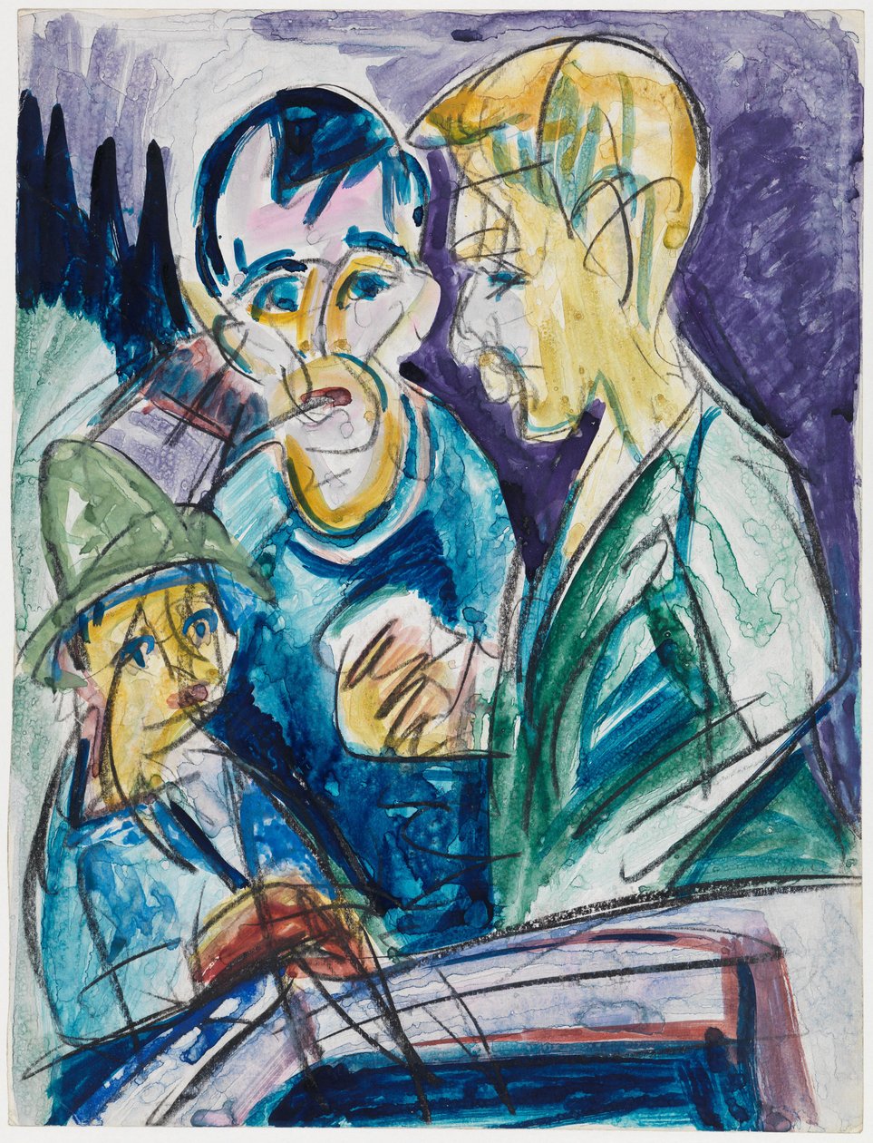To bønder og en gutt ved brønnen av Ernst Ludwig Kirchner