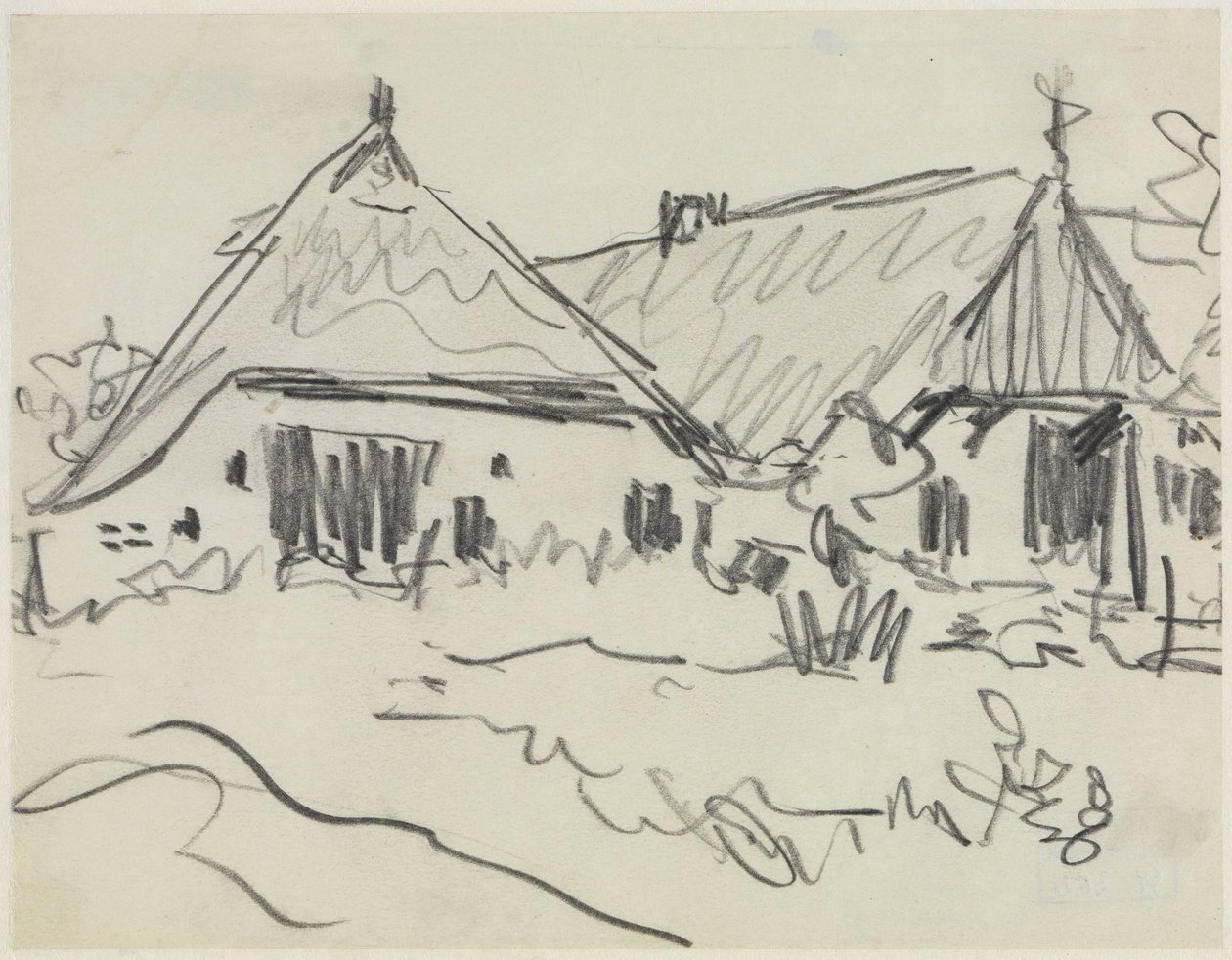 To gårdshus på Fehmarn av Ernst Ludwig Kirchner