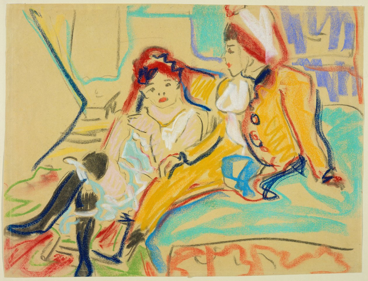 To jenter på en divan av Ernst Ludwig Kirchner