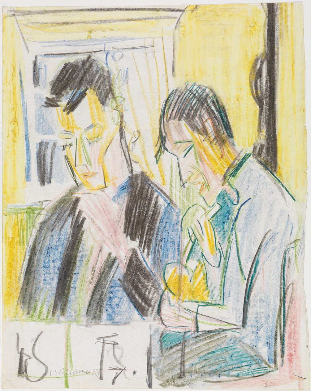 To menn ved bordet av Ernst Ludwig Kirchner