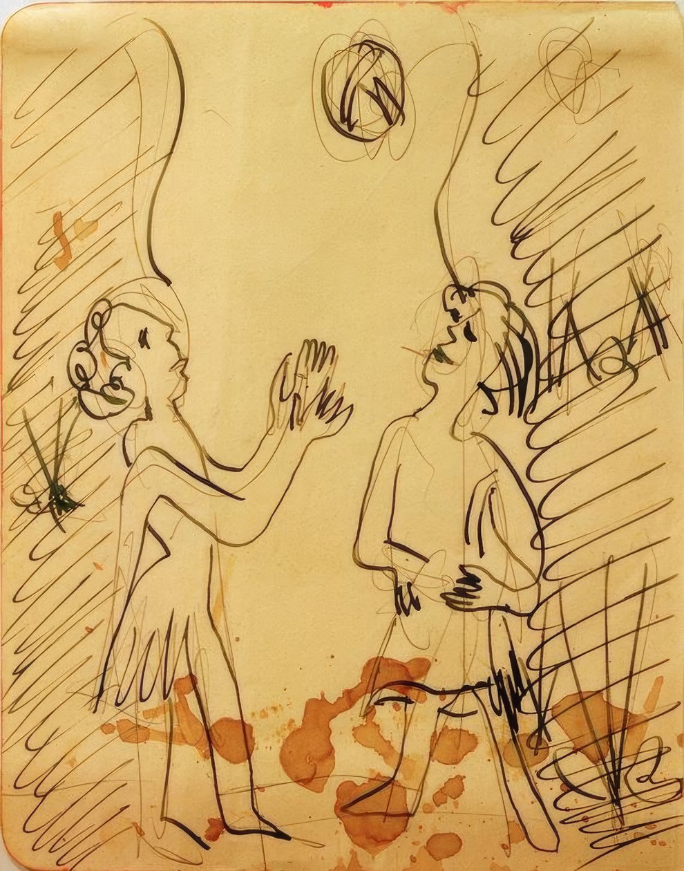 To jenter som spiller ball av Ernst Ludwig Kirchner