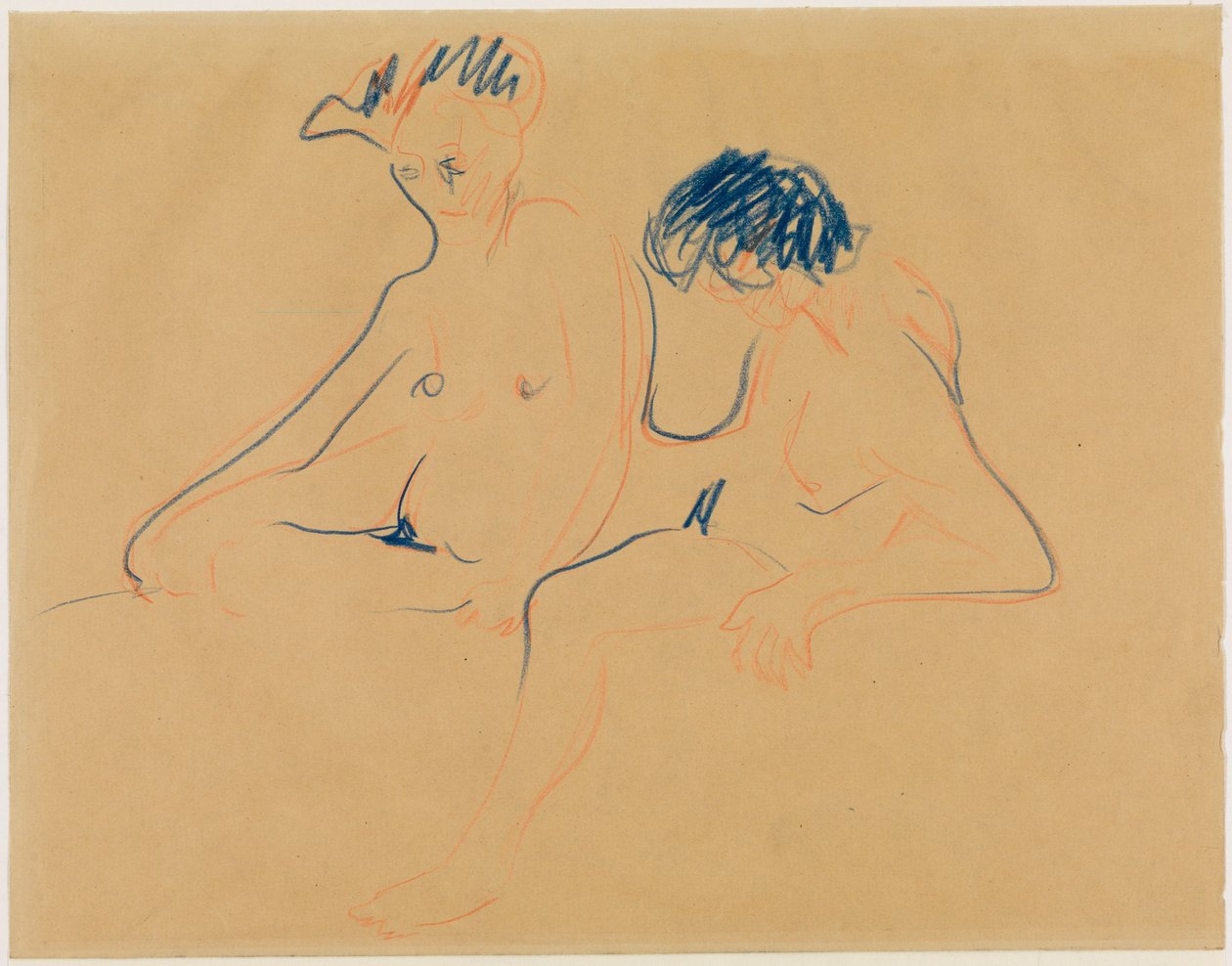 To sittende nakenbilder (eller: Nakenpar) av Ernst Ludwig Kirchner