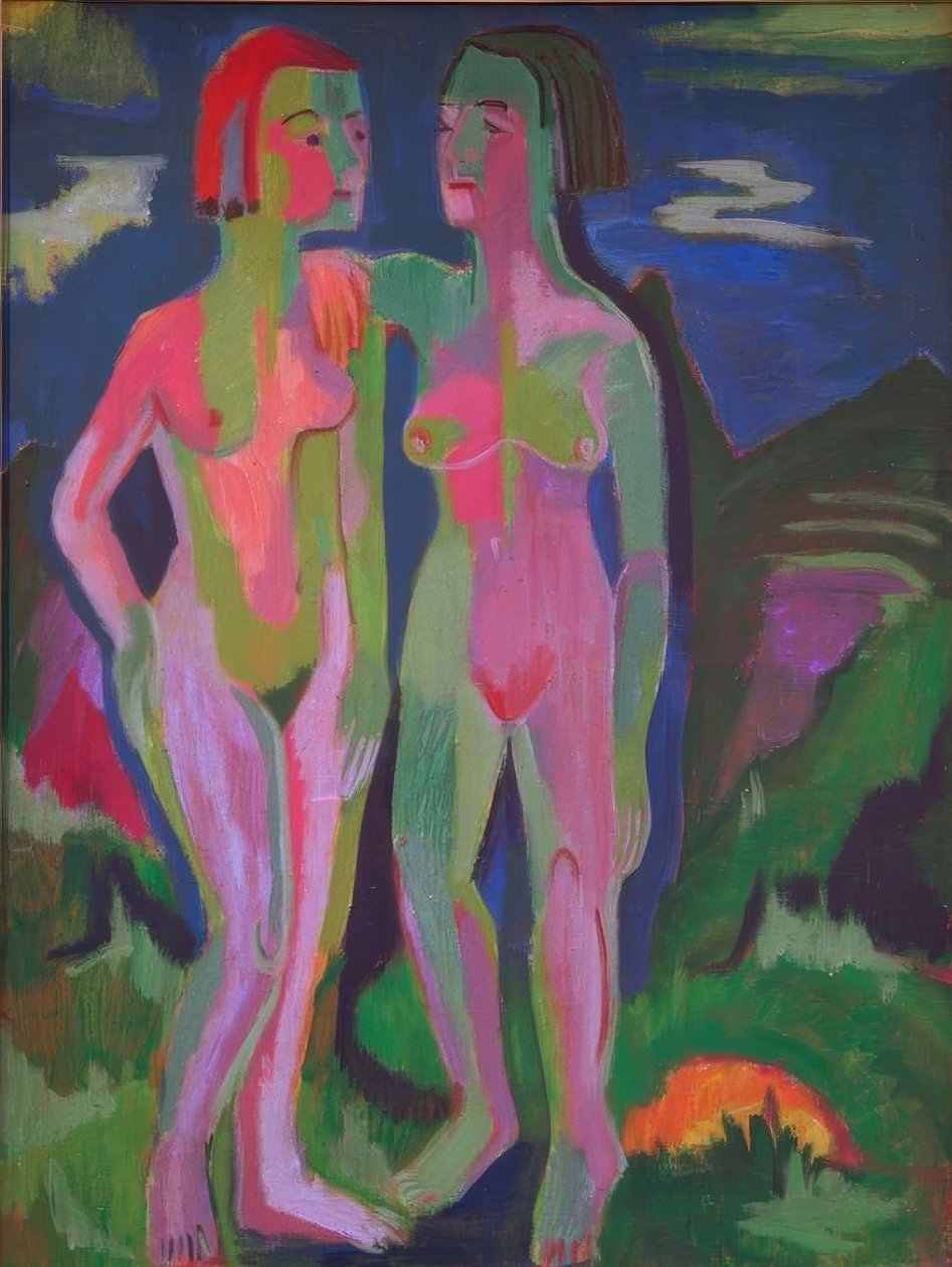 To kvinnelige nakenbilder i et landskap av Ernst Ludwig Kirchner