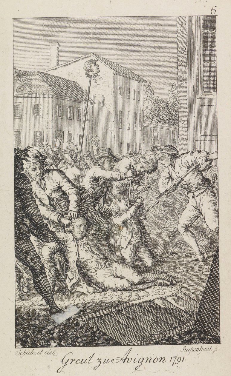 Massakrene på La Glacière 16.–17. oktober 1791, 1793–1799. av Ernst Ludwig Riepenhausen