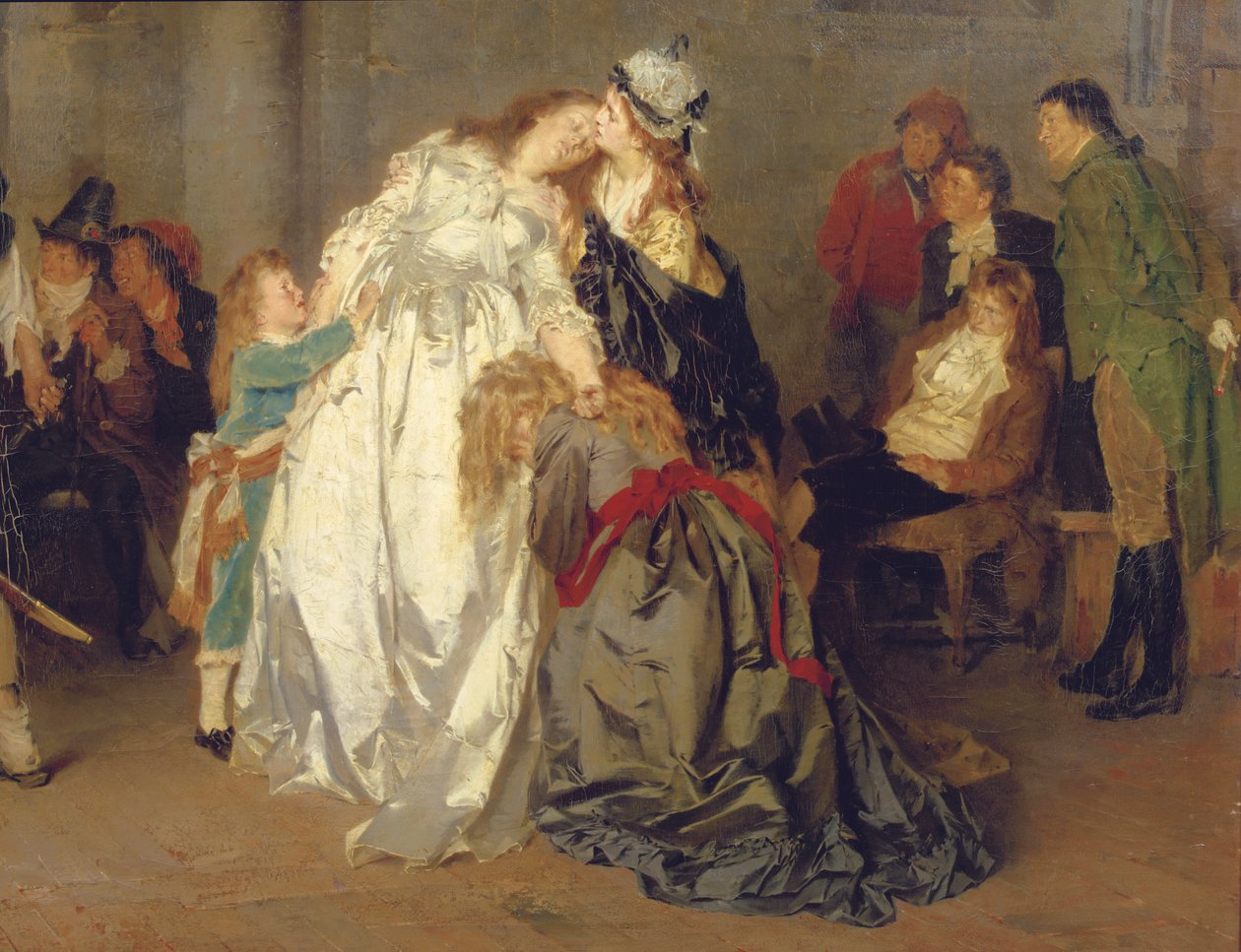 Kong Louis XVI av Frankrike tok farvel med familien sin i Temple-fengselet, detalj, 1873 av Ernst Meisel